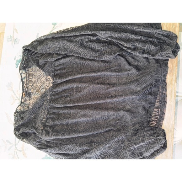 MISA Los Angeles Boho Tassel Blouse Long Sleeve‎ Lace Top Black XS - Picture 7 of 7